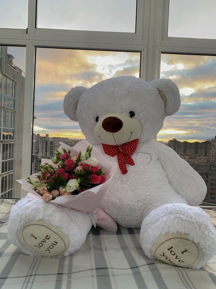 Sweetheart Teddy & Floral Gift Set by Petal Craft